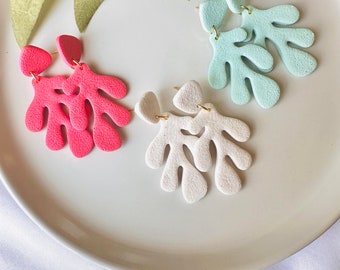 VERSAILLES | Bohemian colorful coral drop earrings | dangle drop clay earrings | handmade polymer clay earrings | statement earrings