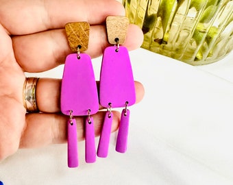 Cairns | Polymer Clay Earrings | Statement Earrings | Lightweight | Durable | Handmade | PURPLE | LILAC | BLUE | GReen | wood stud