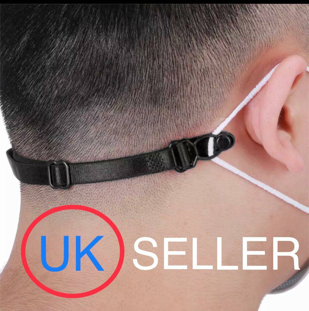 5 Pieces Face Mask Extension Strap Black Color, Hijab Headband Elastic