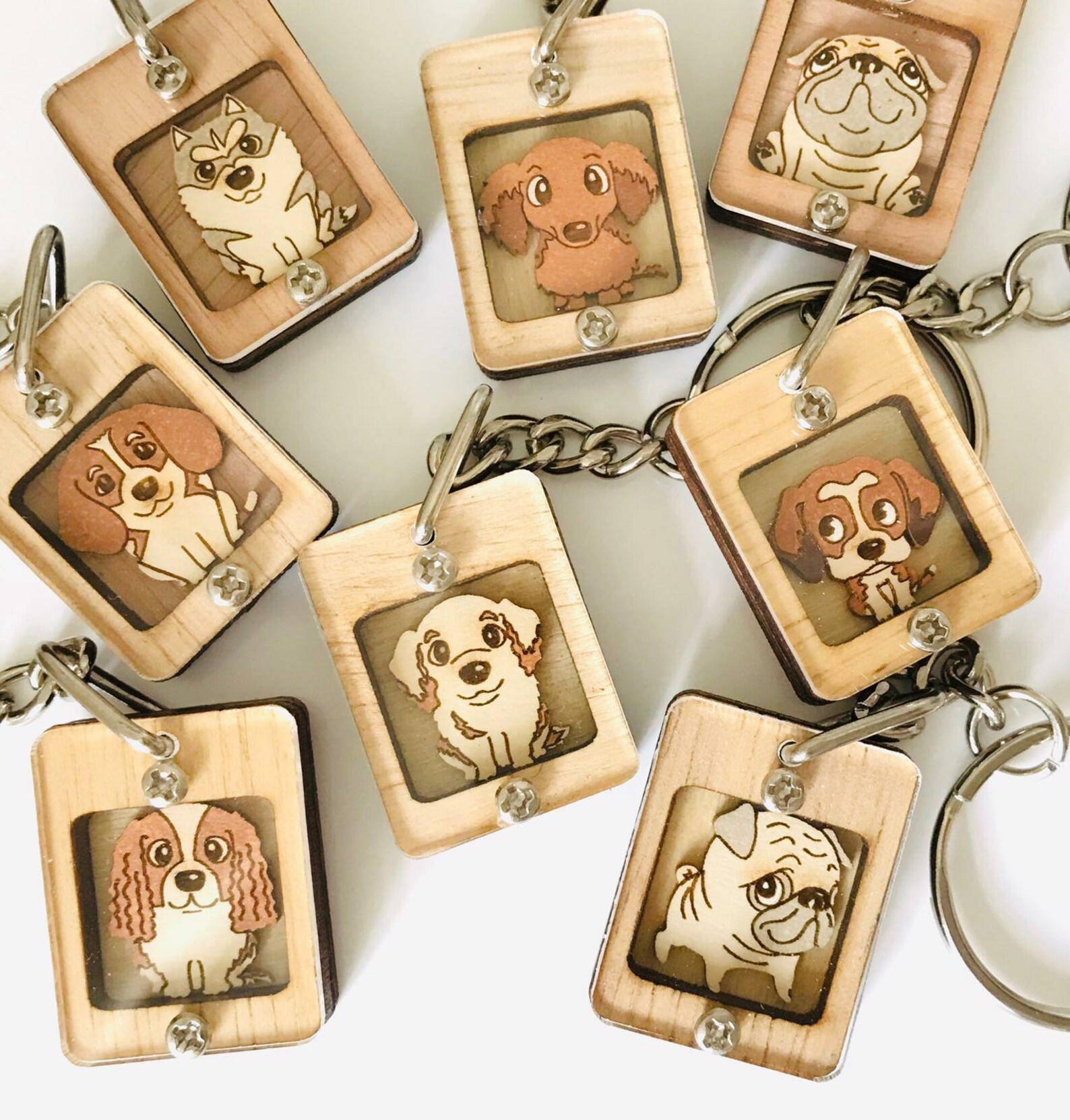 Wooden Frame Keychain Dog Puppy 3d Animals Etsy UK