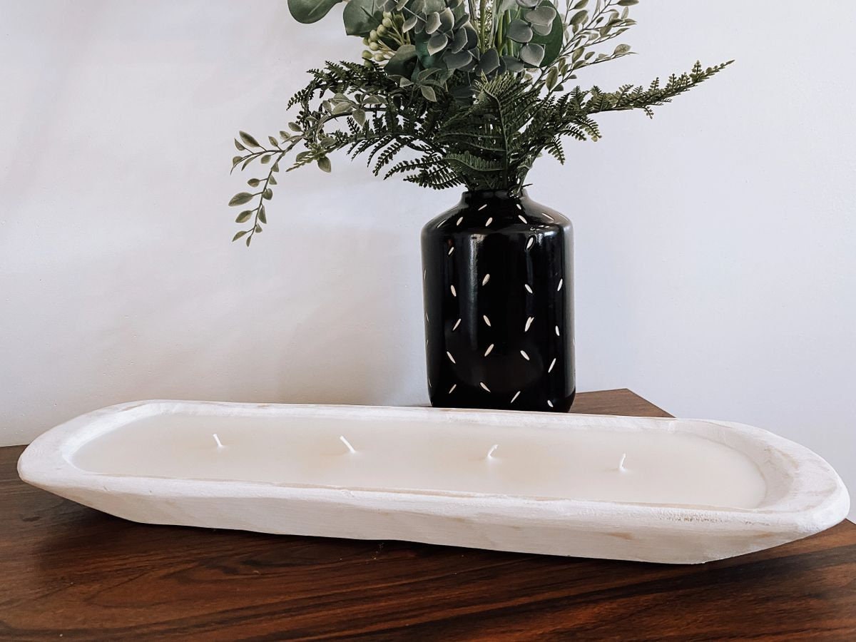 White Large Dough Bowl Candle Etsy