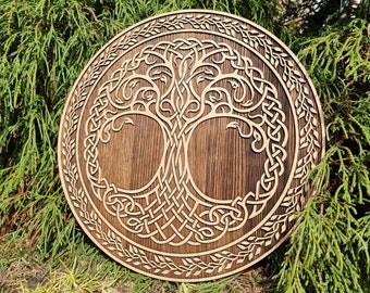 Yggdrasill the tree of life wood art, odin, heathen, pagan vegvisir, viking mythology elder futhark