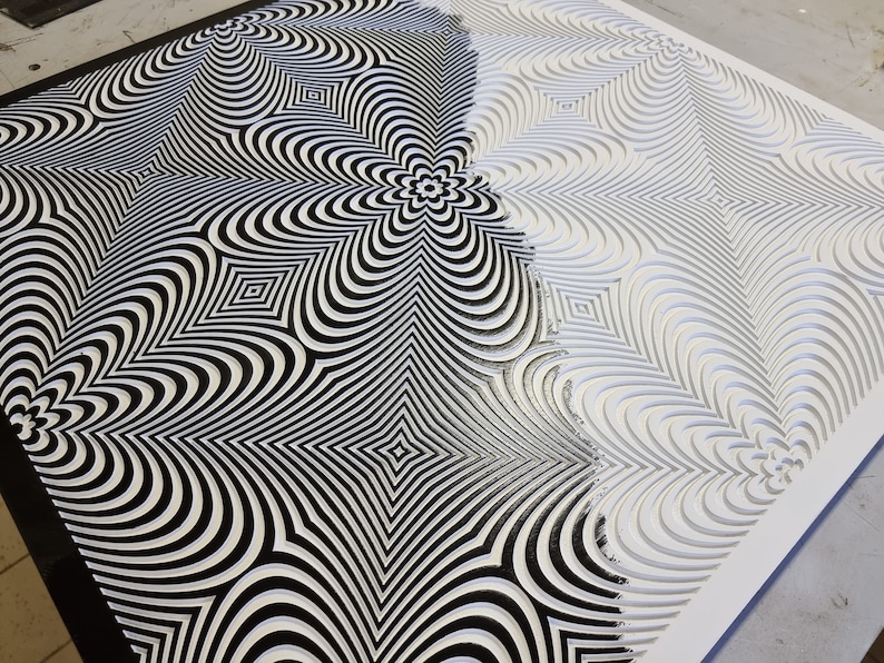 Carved Op art optical ilusion painting Moving chaos image 2