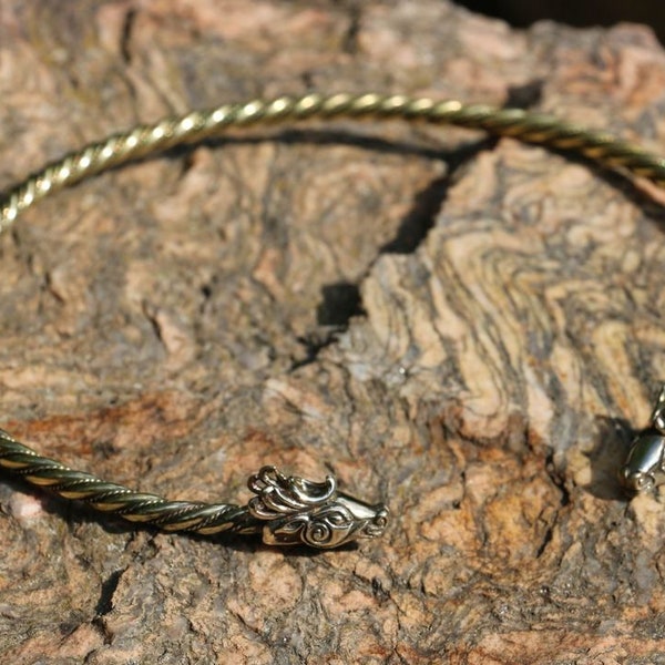 Fianna Celtic Deer Brass Torques - Handcrafted Forged Jewelry with Unique Celtic Design