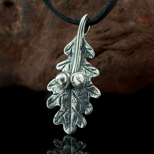 Sterling Silver Oak Leaf Pendant - Symbolic Celtic Charm
