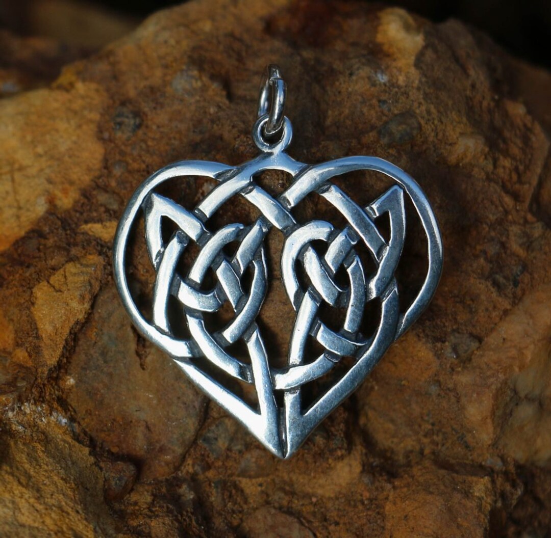 Celtic Knotwork Heart Pendant Sterling 925, Symbolic Pagan Jewelry Etsy
