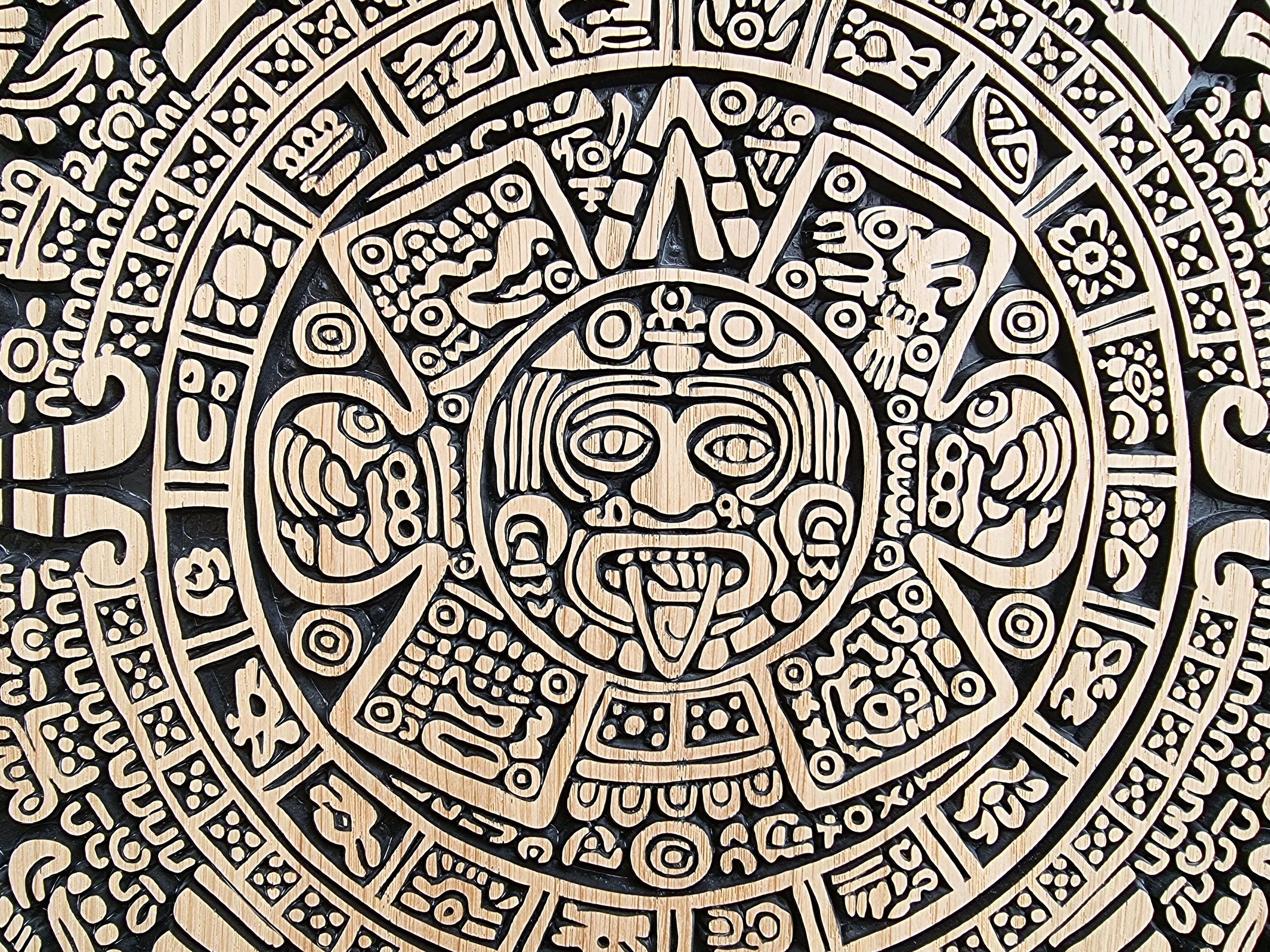 Wooden Aztec Calendar Aztec Sun Stone Aztec Carved Wall Art Etsy UK