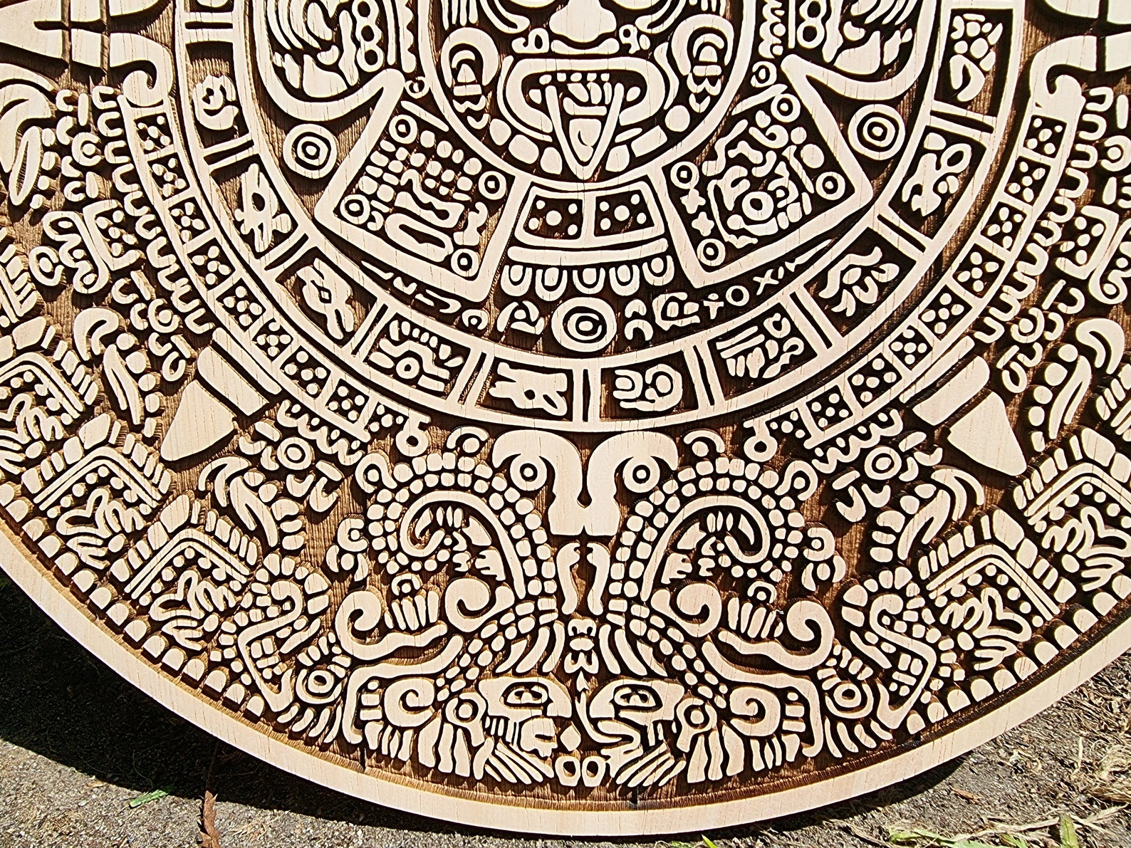Woodburned Aztec Calendar Aztec Sun Stone Aztec Carved Wall Etsy Woodburned Aztec Calendar Aztec Sun Stone Aztec Carved Wall Etsy