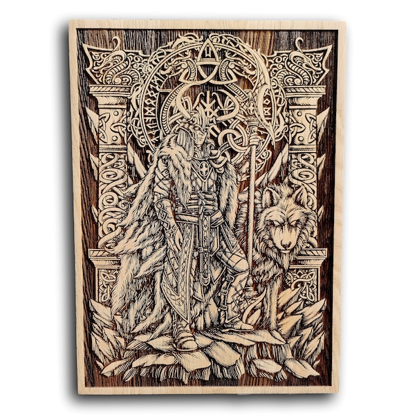 Loki and Fenrir God Pyrography Wall Art, Norse mythology Norse Pagan Gift Heathen Wall Hanging Viking Mythology Norse Gods Artwork