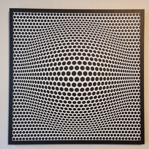 Carved Op art optical ilusion painting - Dot ball