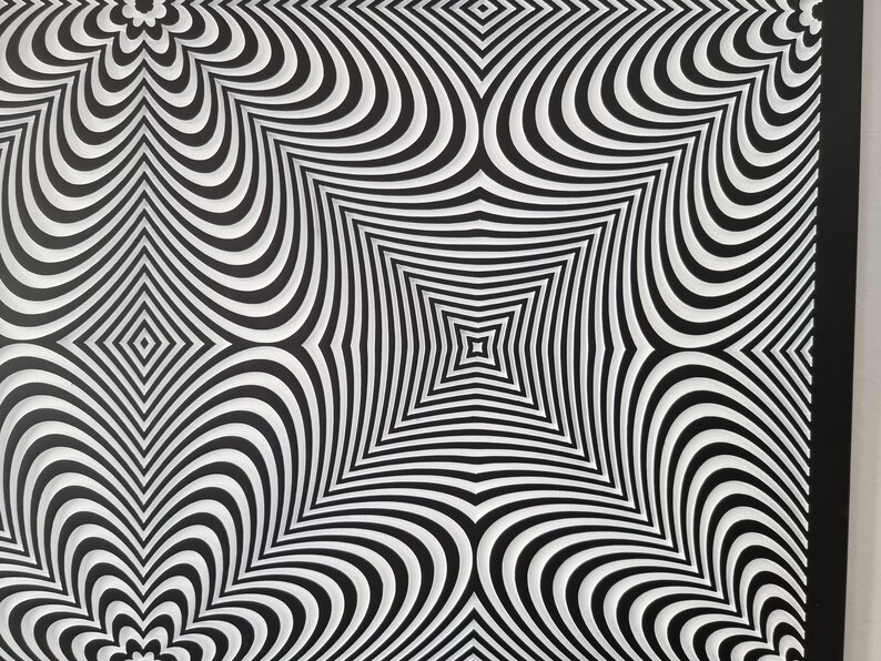 Carved Op art optical ilusion painting Moving chaos image 6