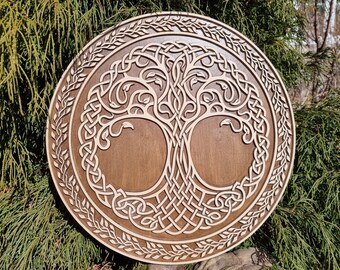 Viking Ash tree of life the yggdrasil finished with brown wax, pagan decor, viking decor