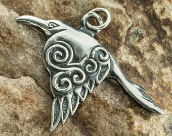 Corvus Celtic Crow Silber Anhänger - Heidnische Symbolik