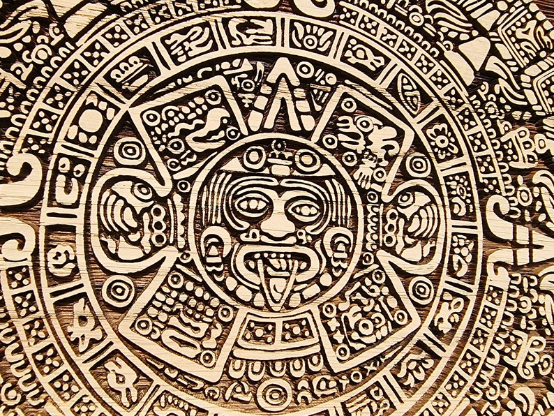 Sculpture de calendrier maya, calendrier aztèque, pierre de soleil aztèque image 8