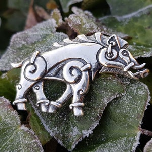 COLLACH Celtic Boar pendant, Wild Boar, Silver pendant - Medieval Historic Pagan Jewelry