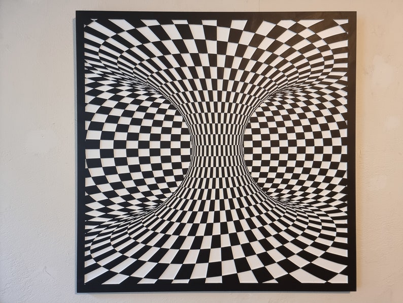 Carved Op art optical ilusion painting Twister image 1