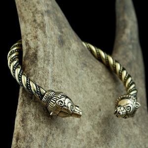 Berserker Bear Brass Bracelet - Viking Slavic Celtic Bronze Jewelry