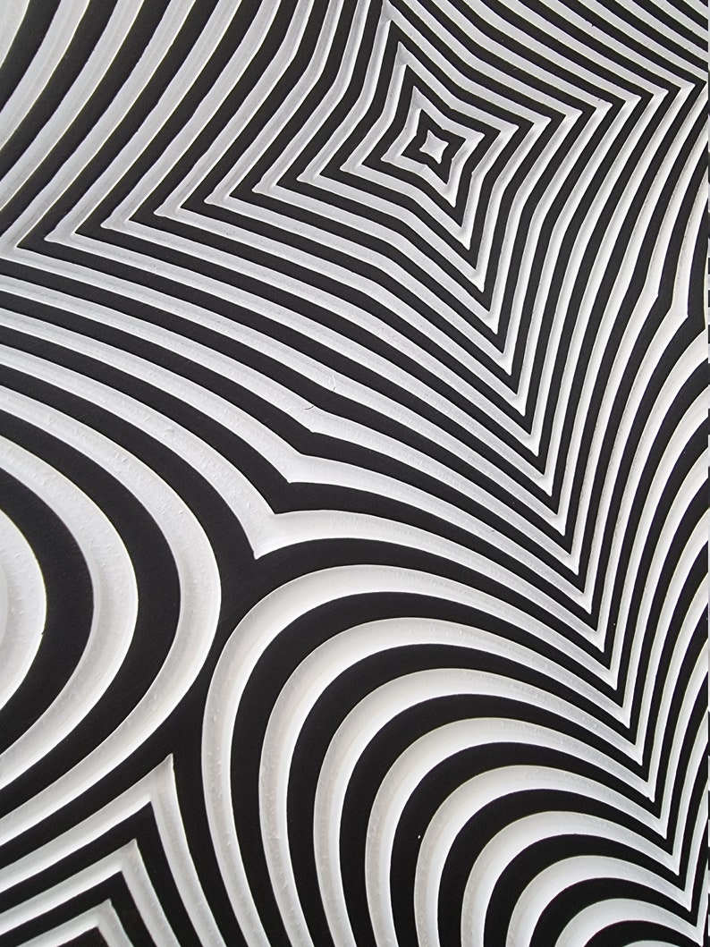 Carved Op art optical ilusion painting Moving chaos image 8