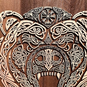 Runic Bear Form Viking Decor Norse Bear With Runic Frame Vikings Fan Art, Norsepagan ...
