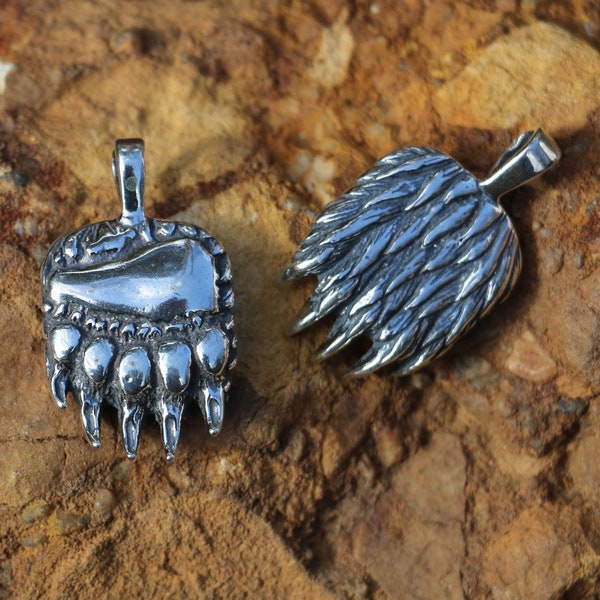 Pendentif Griffe d'Ours Argent Massif - bijoux païens