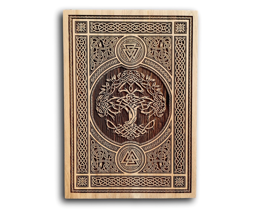 Norse Mythology Tree of Life 2 Celtic Knot Wall Decor, Unique Carved ...
