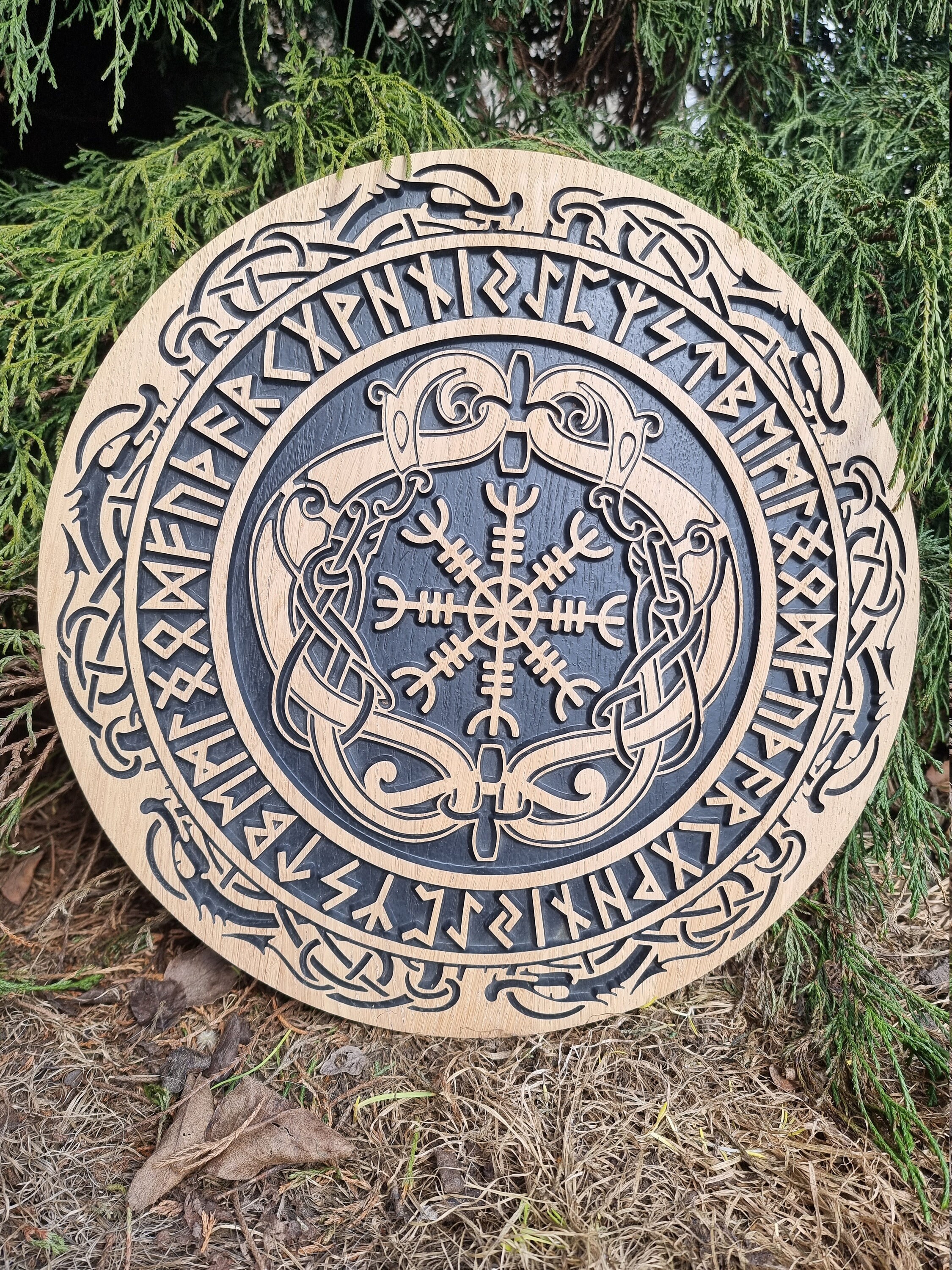 runes vegvisir personalized elder futhark viking sculpture heathen Wood burned Helm of awe with runes viking mythology helm of awe runes vegvisir personalized elder futhark viking sculpture heathen Wood burned Helm of awe with runes viking mythology helm of awe