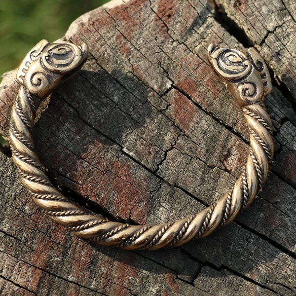 Celtic Boar Bracelet, Bronze Horse Bangle, Celtic Knotwork Jewelry