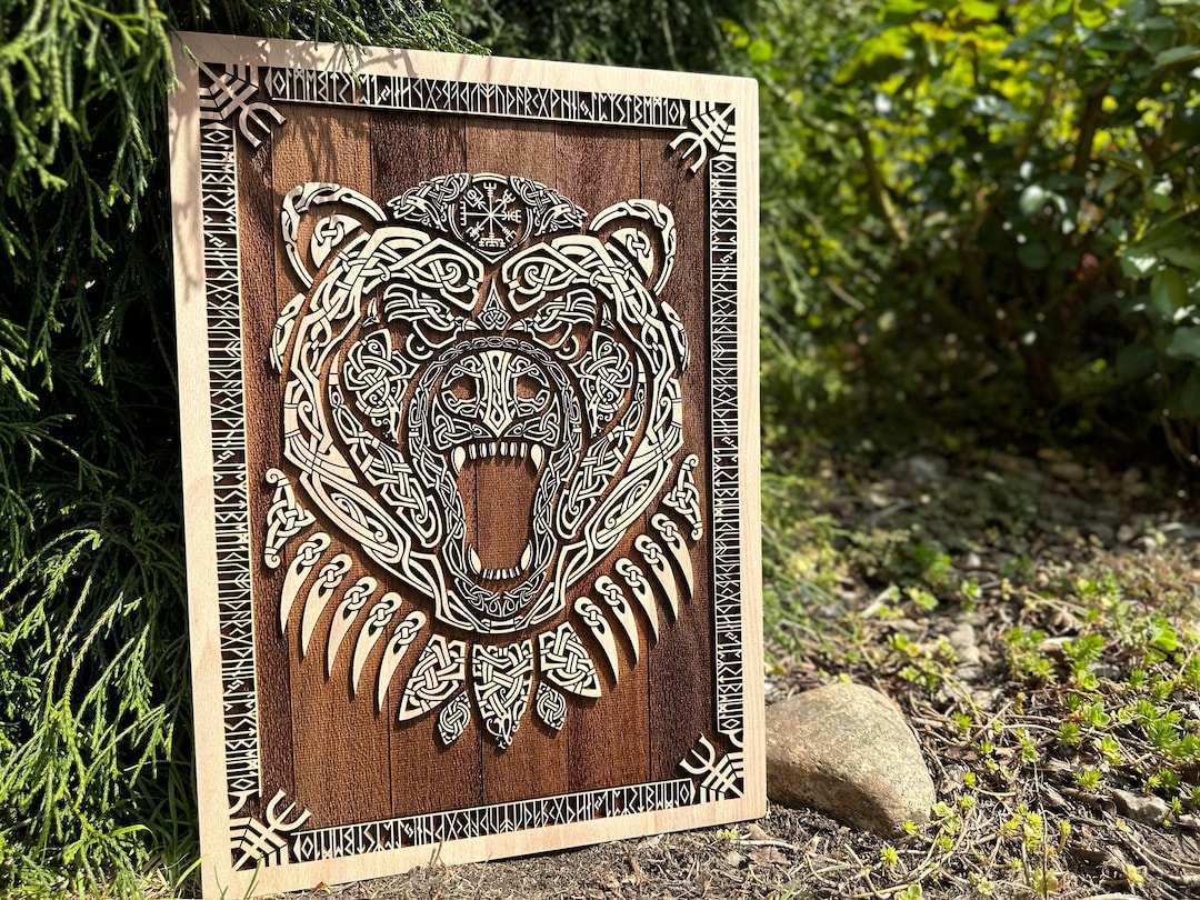Runic Bear Form Viking Decor Norse Bear With Runic Frame Vikings Fan Art, Norsepagan ...