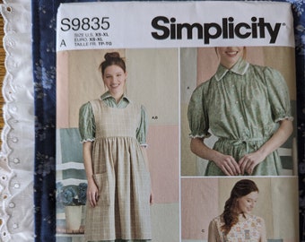 Simplicity 9835 / S9835/ Cottage CoreDress Pattern / Prairie Style Dress Pattern / Pinafore Dress Pattern