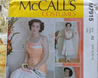 Molde de traje McCall's / McCall's M7915 / Molde de espartilho eduardiano / Molde de vestido de camisola tamanho 6-14