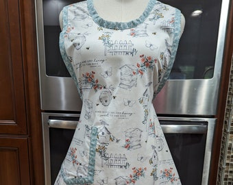 Retro 1940s Apron/ Handmade Retro Apron / Proverbs Lady Apron /Handmade CottonApron / Full Cover Apron/ Simplicity 1221 Apron