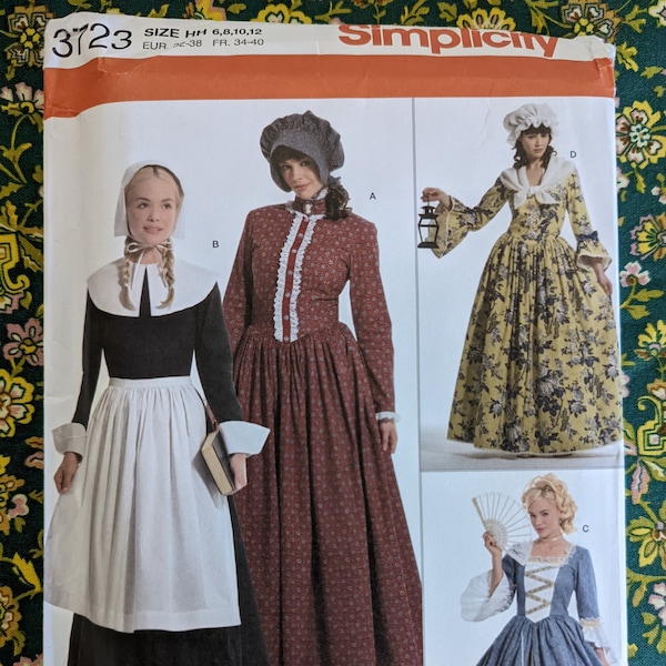 Simplicity #3723 Traje histórico para damas / Colonial, Western Pilgrim Vestidos / Disfraces de cosplay para damas / Tamaño 6-12