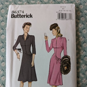 Butterick 6374 / Retro 1944-jurk / Herdrukpatroon