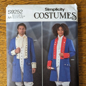 Revolutionary War Costume Pattern / Simplicity 9252 / S9252 / Historical Sewing Pattern