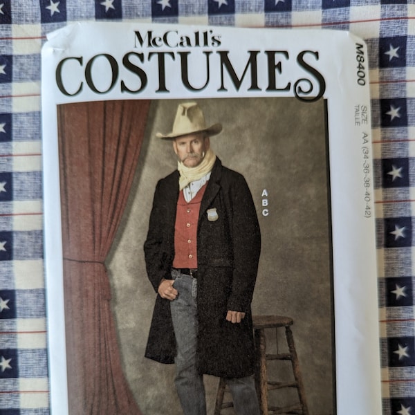 McCalls Western Costume  / Mccalls 1883 Old West Costume / M8400 /  Men's Old West Duster and Vest