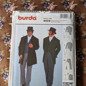 Burda Pattern 2767/ Men&#39;s Historic Costume/ History 1848/ Men&#39;s cut away coat /
