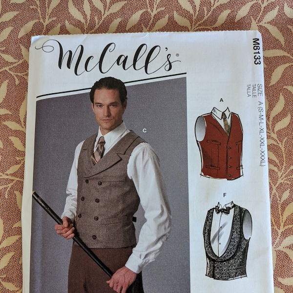 Men's Classic Waistcoat Pattern / McCalls M8133/ Men's Vest size (S-XXXL) / Men's Victorian Vest