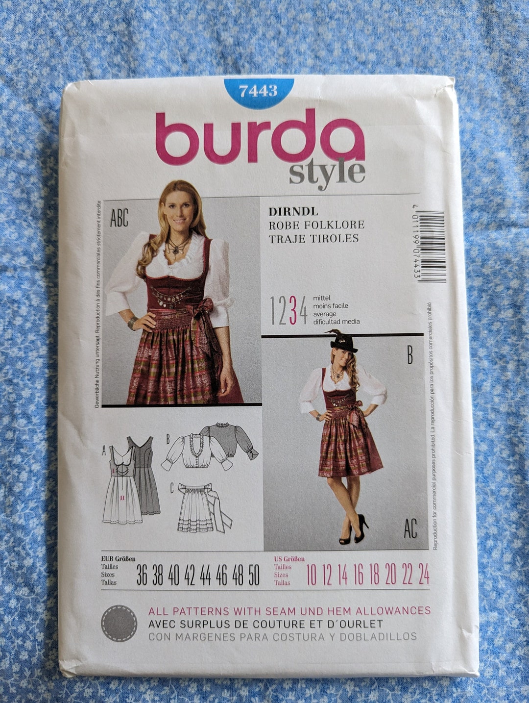 Dirndl Dress Pattern / Octoberfest Outfit / Burda 7443 / Burda Dirndl ...