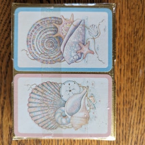 Carte da gioco Coastal / Mazzi di carte vecchi e nuovi / Due mazzi di carte vintage / Carte da gioco Seashell