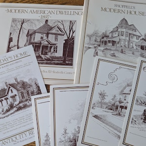 Vintage architectuurboeken uit het huis van gisteren/Herdrukken uit de oudheid / Boeken en prenten over oude huizen