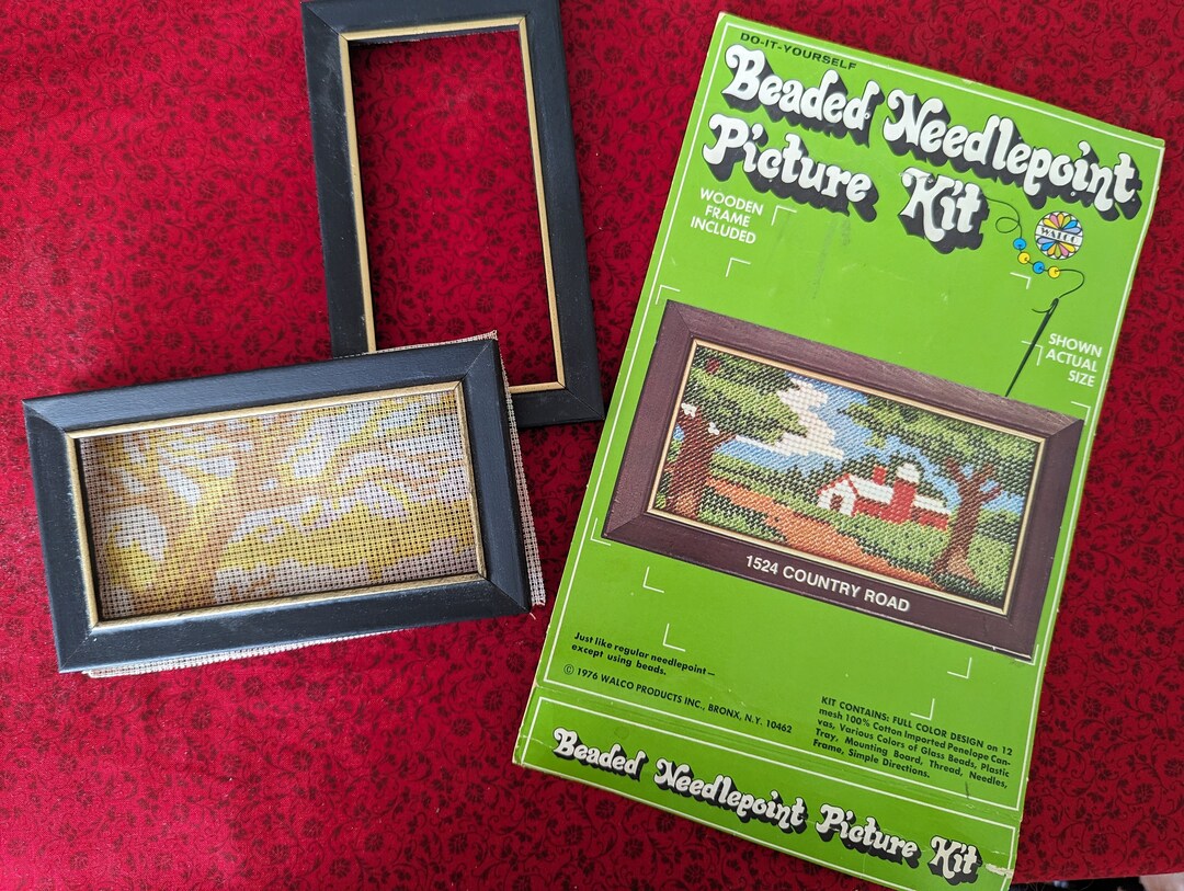 1970s Beaded Needlepoint Kit / Vintage Craft Kit From 1976 / Etsy