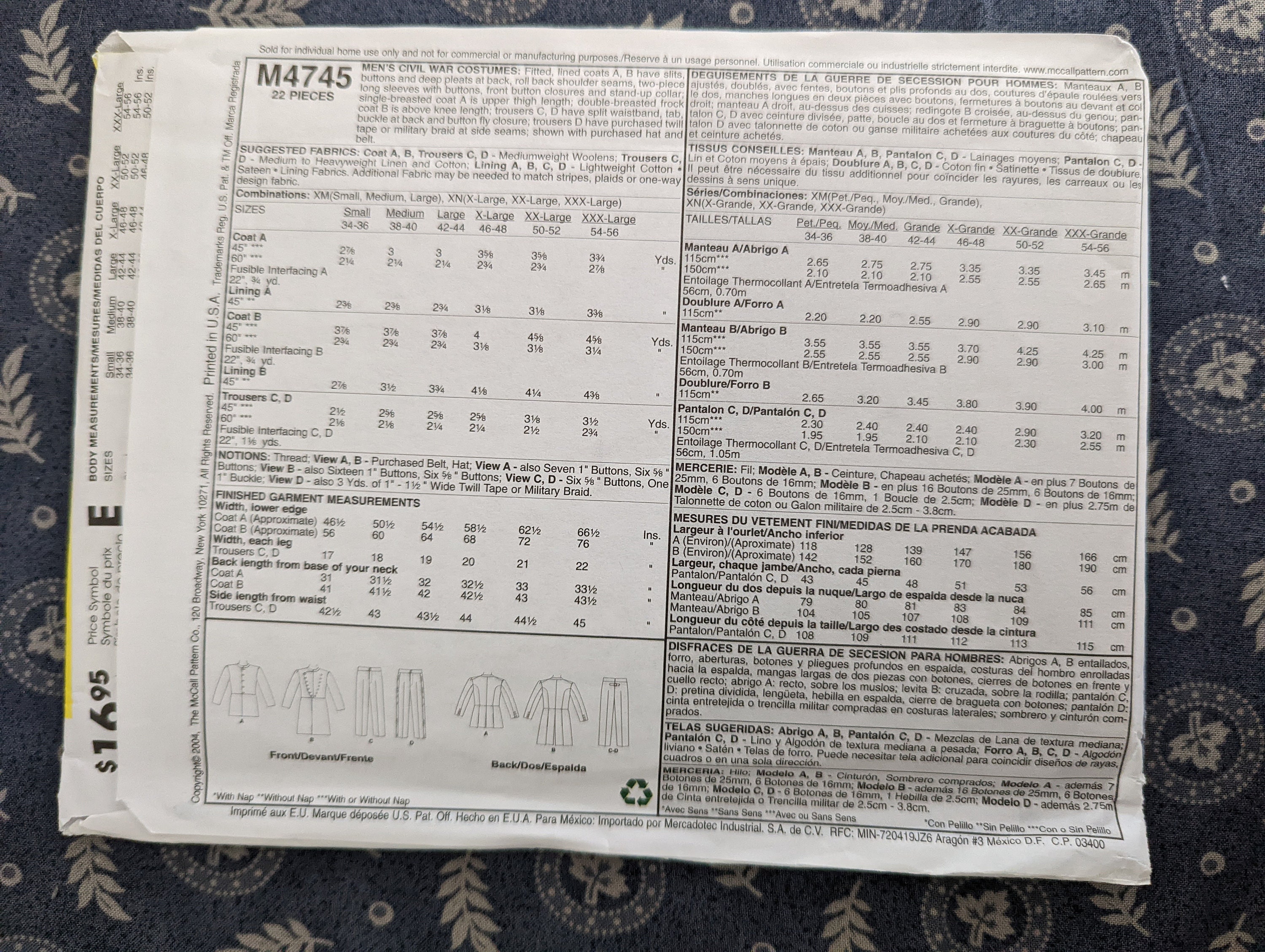 Men's Civil War Uniform Pattern Mccalls M4745 Etsy