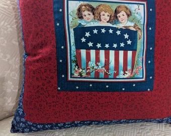 Patriotic  Handmade throw Pillow/ 1776 pillow/ Freedoms Children throw pillow/ Fourth of July decor cushion/ American 250th anniversary pill