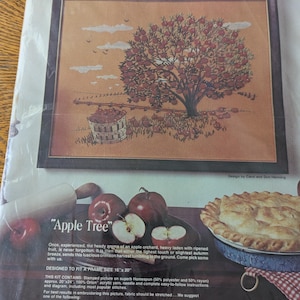 New Old Stock Apple Tree craft Kit/ Embroidery  &quot;Apple Time&quot; Stitch kit/ Vintage in original packaging craft kit/  Crewel Stitch kit