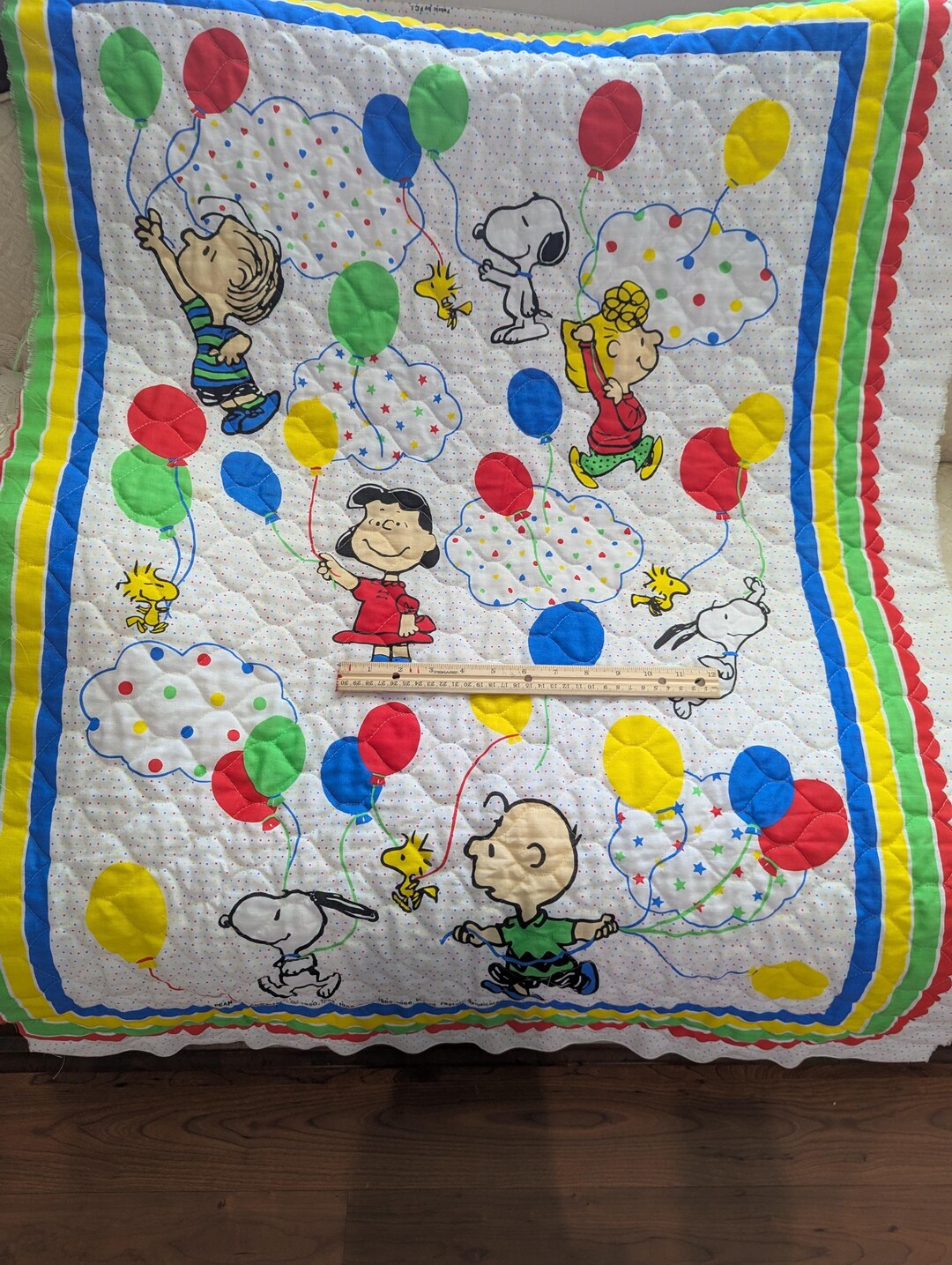 Vintage Snoopy Baby Quilt Fabric/ Peanuts Cotton Fabric Panel/ Cotton ...