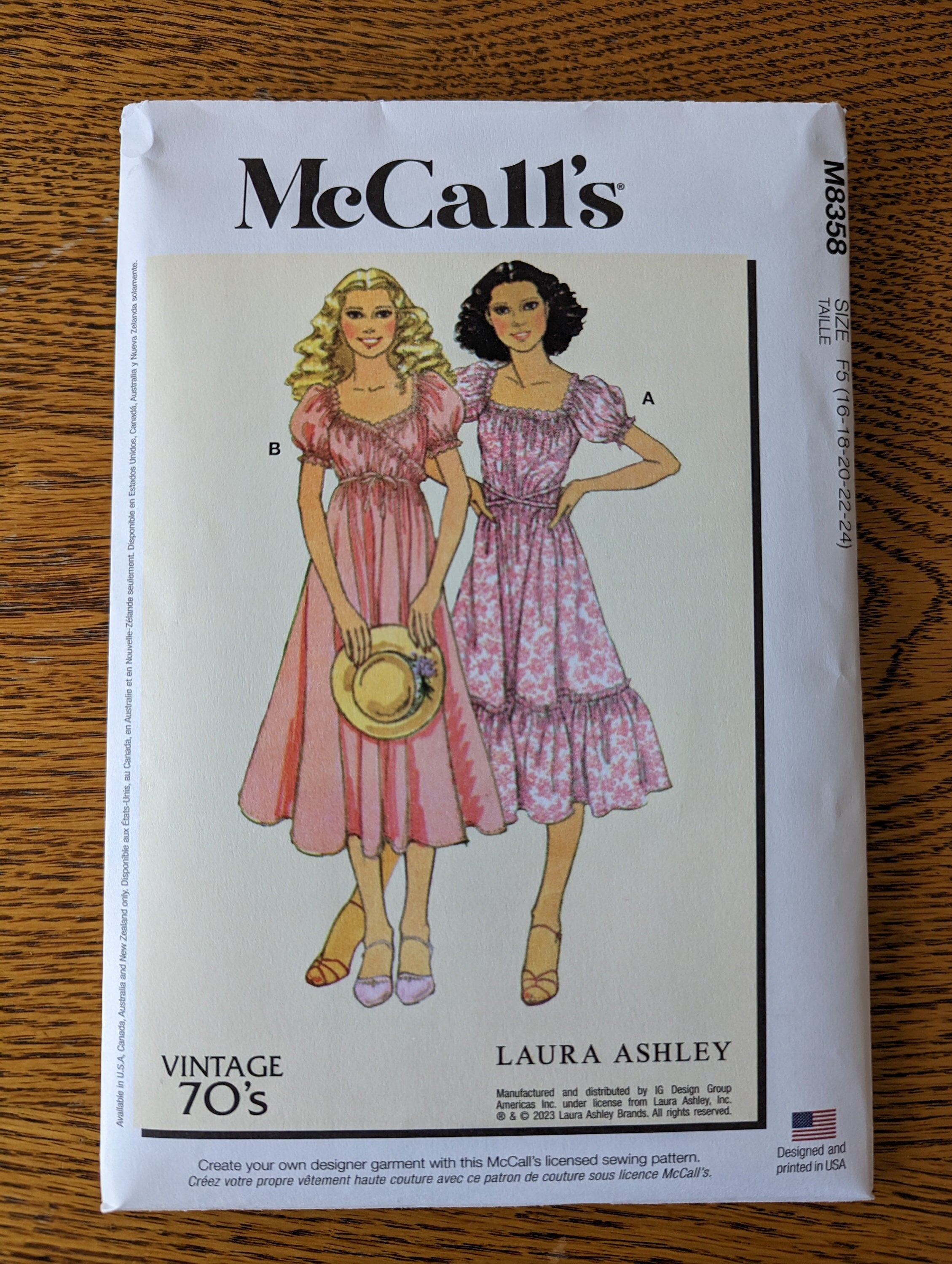 Sewing Pattern Review  M8358 Vintage Laura Ashley Reproduction McCall's  Pattern - Spring Sewing '23 