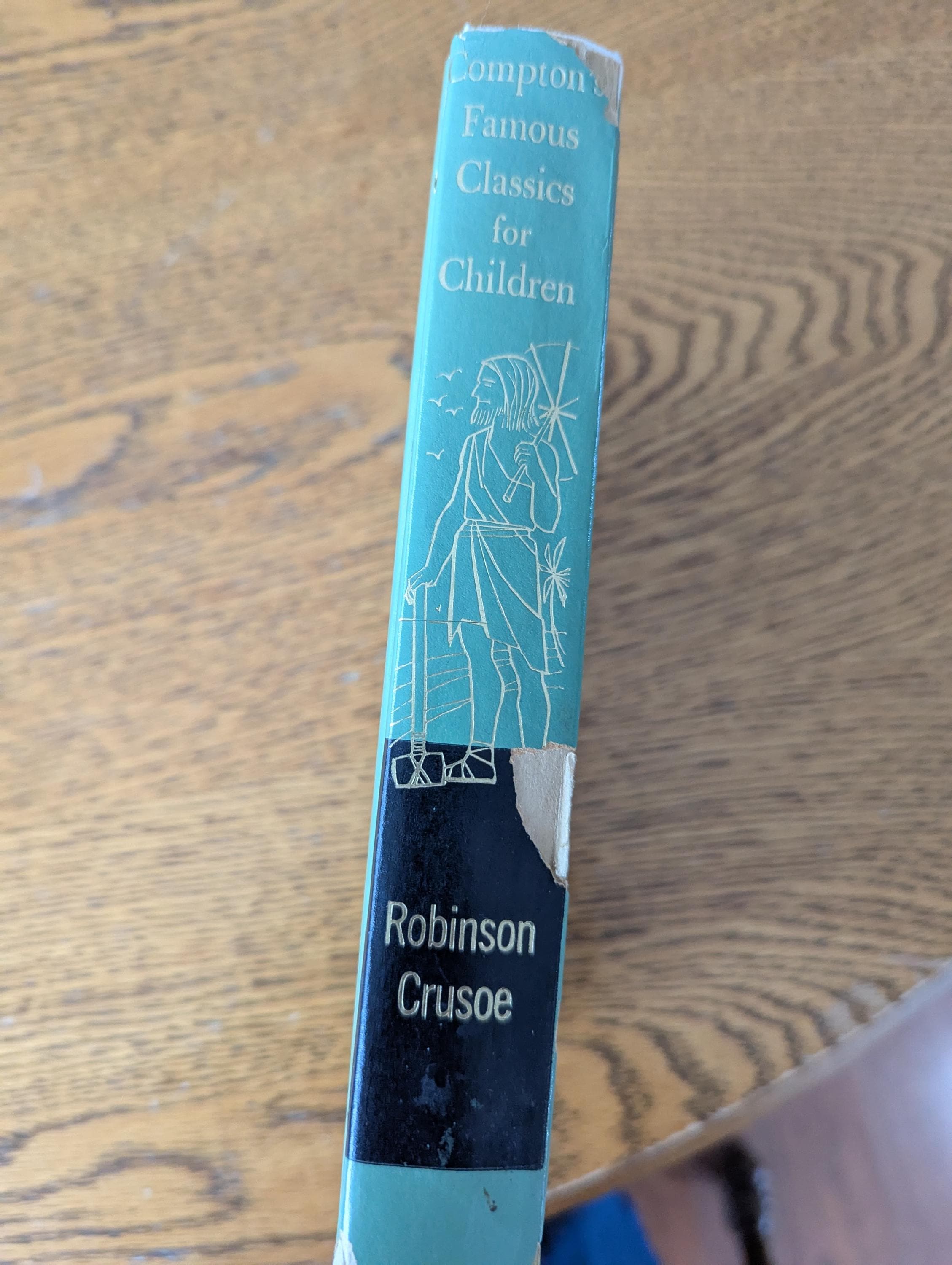 Robinson Crusoe classic book/ Vintage classic book from 1960s/ Green classic book