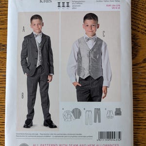 Burda 9433 / Boys formal suit Pattern / Young men&#39;s  semi fitted suit / formal boys pattern