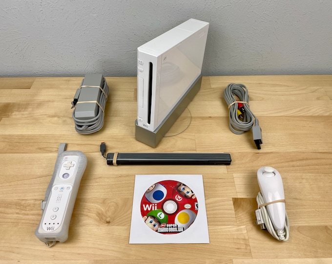 Nintendo Wii W/ Controller, Cords, & Mario Bros Tested Authentic Etsy