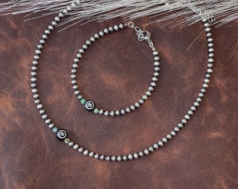 8 Ball Navajo Pearl Necklace & Bracelet